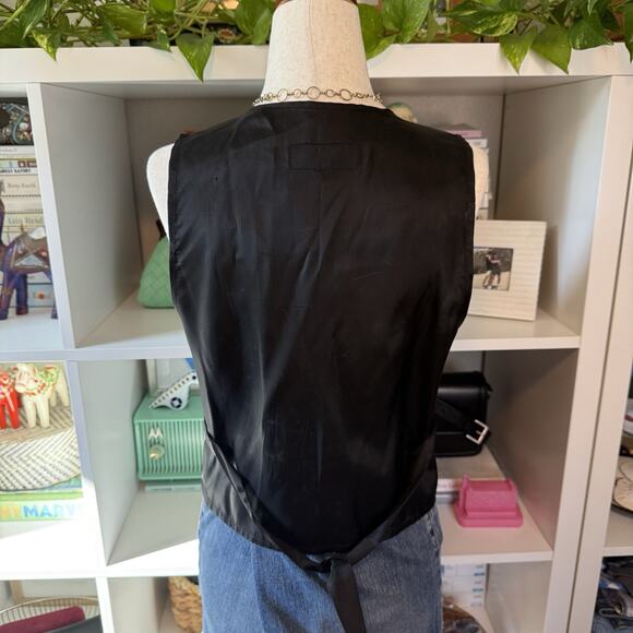 Vintage 90s Cat Novelty Artsy Button Vest - Tan Brown Wms M NWT - Picture 6 of 11